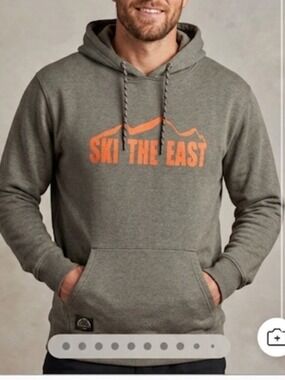 Ski The East Organic Cotton Gray Pullover Hoodie Men’s Size M Logo Sweatshirt